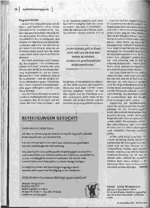 Vorschauseite 3: Sprengstoff. Das Antidiskriminierungsgesetz
