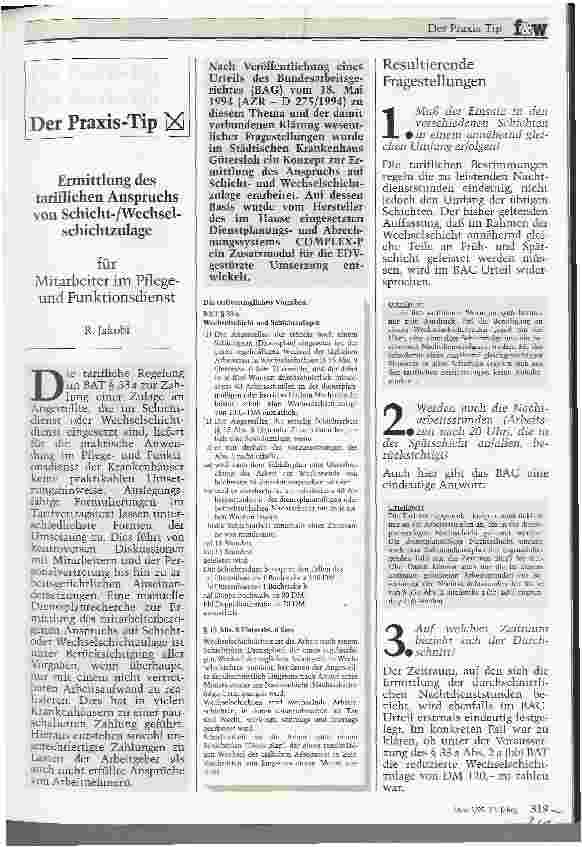 Vorschauseite 1: Ermittlung des tariflichen Anspruchs von Schicht-/Wechselschichtzulage für Mitarbeiter im Pflegeund Funktionsdienst