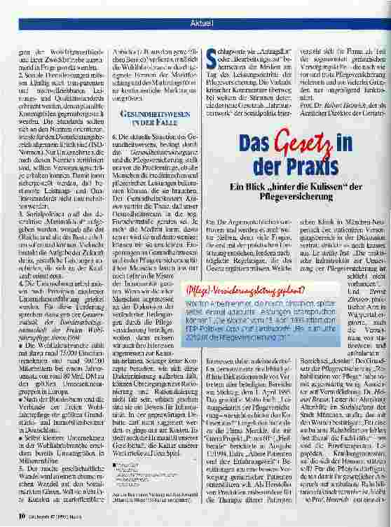 Vorschauseite 3: Markt durch Pflegeversicherung?