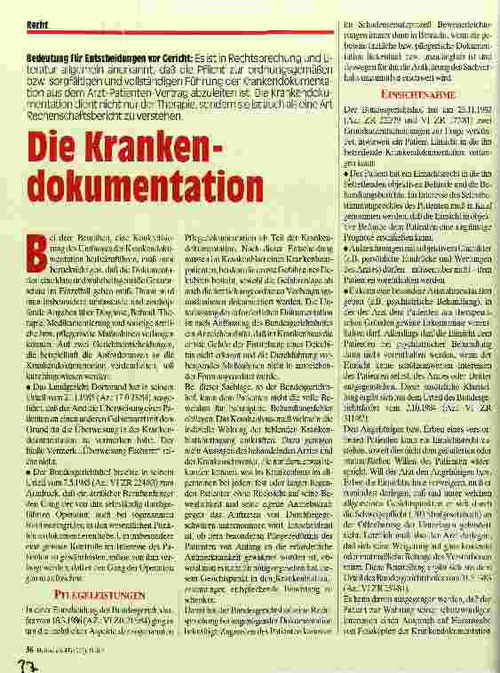 Vorschauseite 1: Die Krankendokumentation