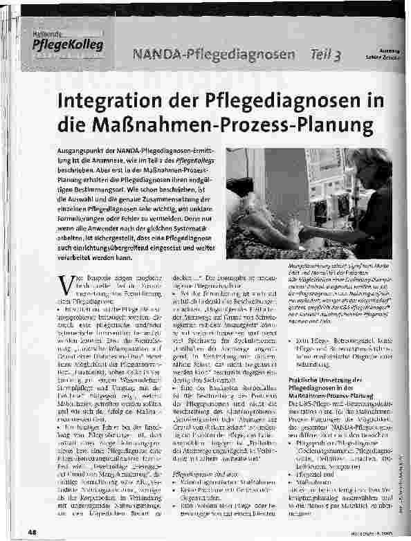 Vorschauseite 1: Integration der Pflegediagnosen in die Maßnahmen-Prozess-Planung