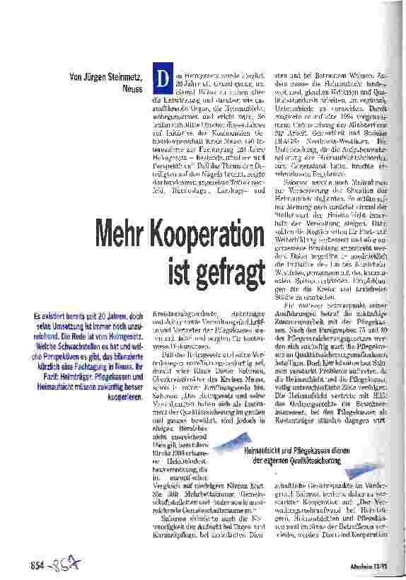 Vorschauseite 1: Mehr Kooperation ist gefragt