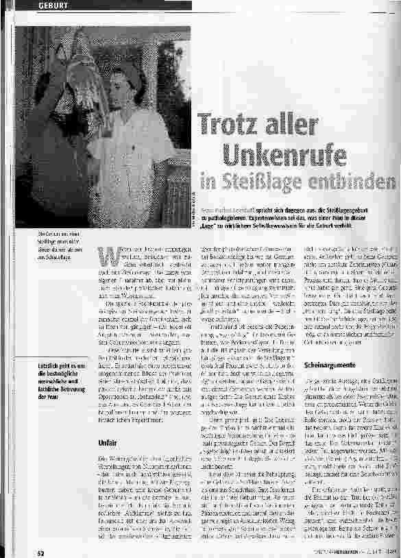 Vorschauseite 1: Trotz aller Unkenrufe in Steißlage entbinden