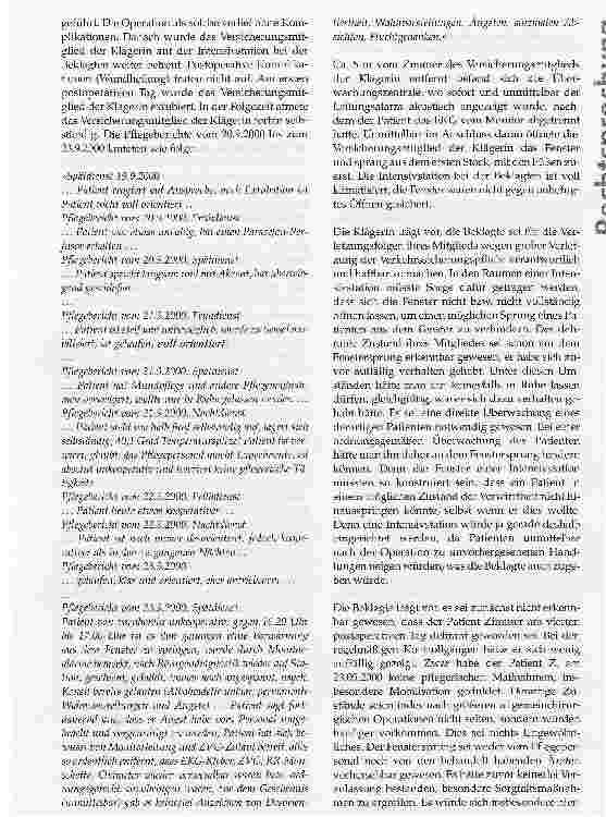 Vorschauseite 2: Zur Verkehrssicherungspflicht bei der Überwachung von Patienten auf einer Intensivstation