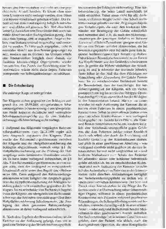Vorschauseite 3: Zur Verkehrssicherungspflicht bei der Überwachung von Patienten auf einer Intensivstation