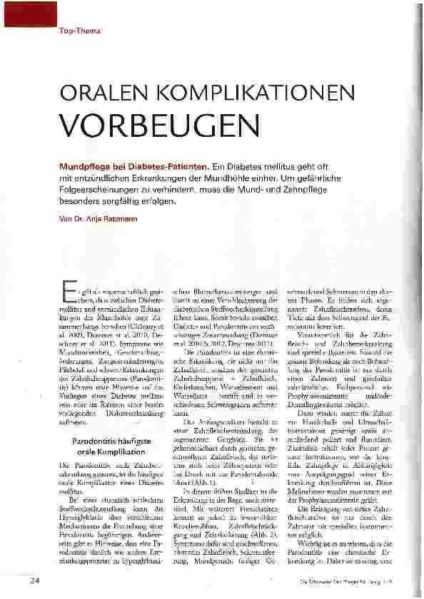 Vorschauseite 1: ORALEN KOMPLIKATIONEN VORBEUGEN