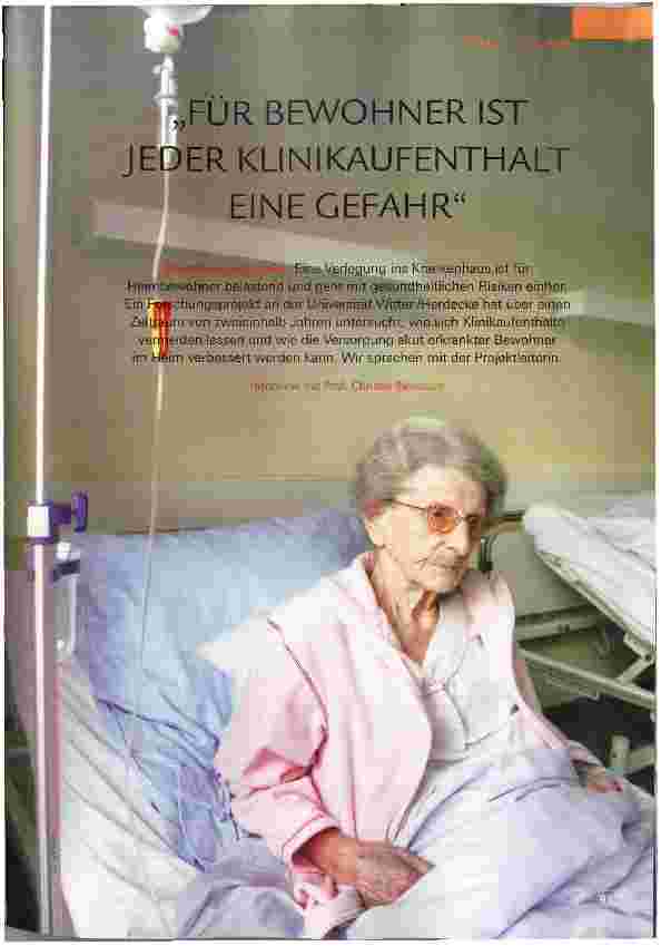 Vorschauseite 1: „FÜR BEWOHNER IST JEDER KLINIKAUFENTHALT EINE GEFAHR