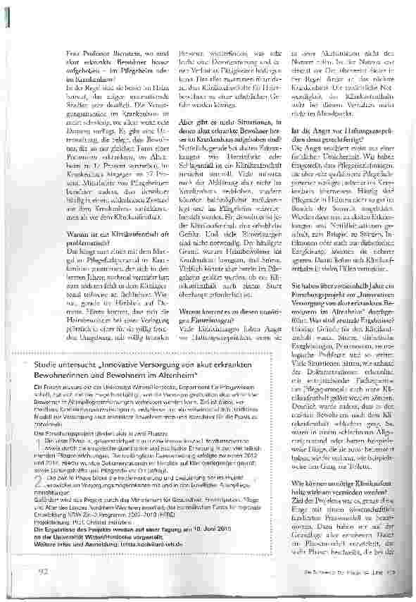 Vorschauseite 2: „FÜR BEWOHNER IST JEDER KLINIKAUFENTHALT EINE GEFAHR