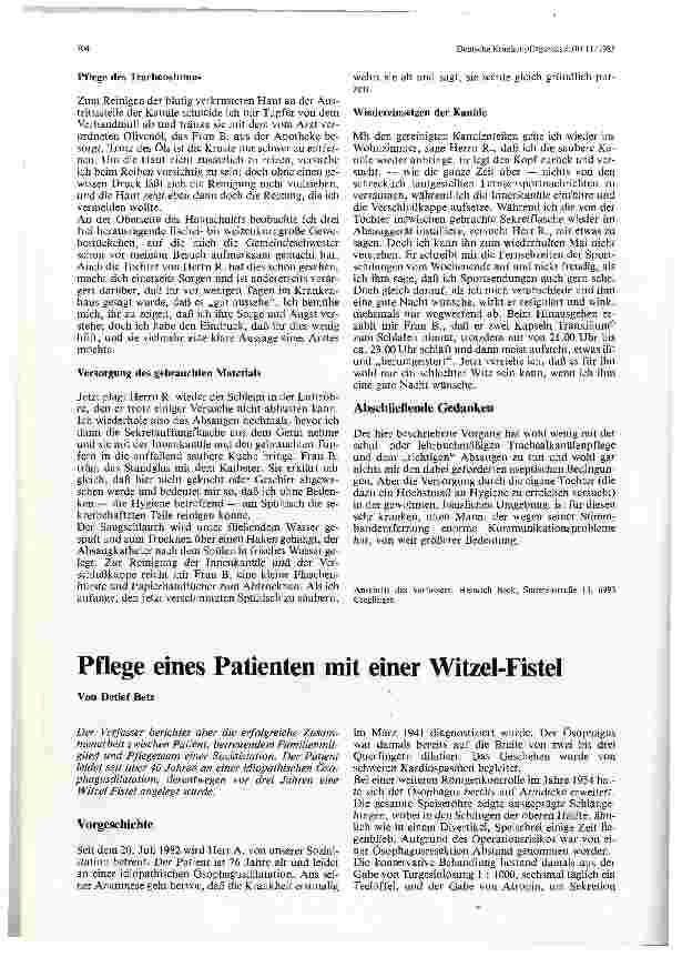 Vorschauseite 2: Die Betreuung eines tracheotomierten Patienten in der Gemeinde