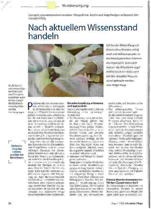Vorschauseite 1: Nach aktuellem Wissensstand handeln