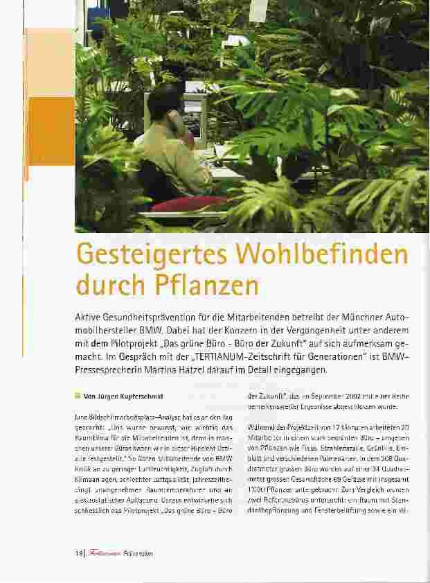 Vorschauseite 1: Gesteigertes Wohlbefinden durch Pflanzen