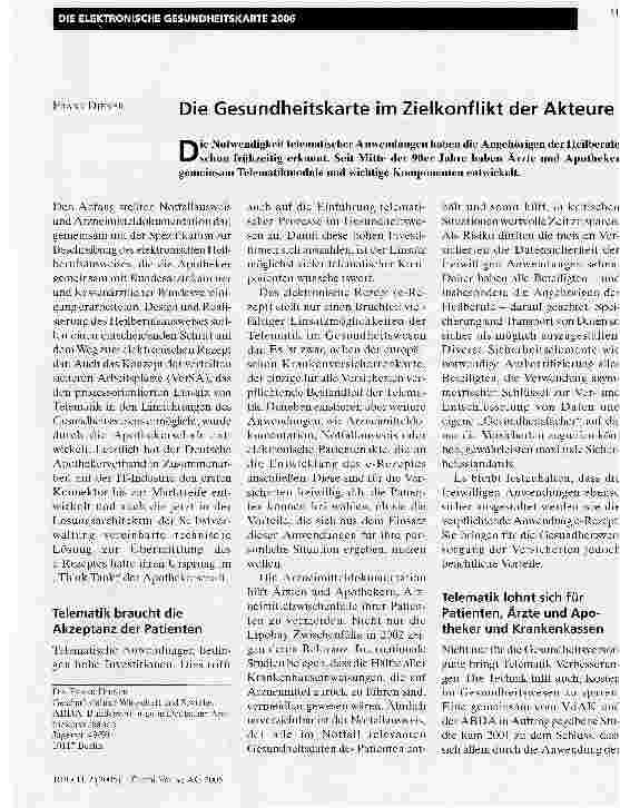 Vorschauseite 1: Die Gesundheitskarte im Zielkonflikt der Akteure