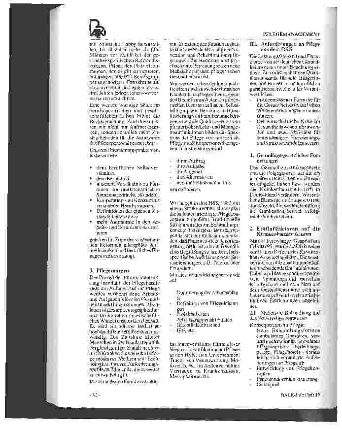 Vorschauseite 2: Das Gesundheitsstrukturgesetz und die direkten Auswirkungen auf die Pflegenden Festvortrag anläßlich des 2. Düsseldorfer Pflegetages am 24. Mai 1995 in Düsseldorf