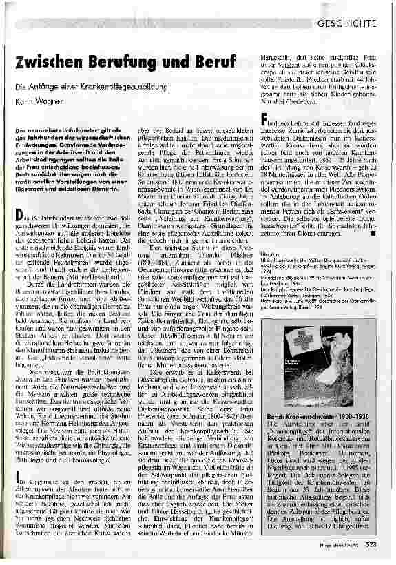 Vorschauseite 1: Zwischen Berufung und Beruf Die Anfänge einer Krankenpflegeausbildung