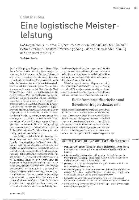 Vorschauseite 1: Eine logistische MeisterleistungErsatzneubau