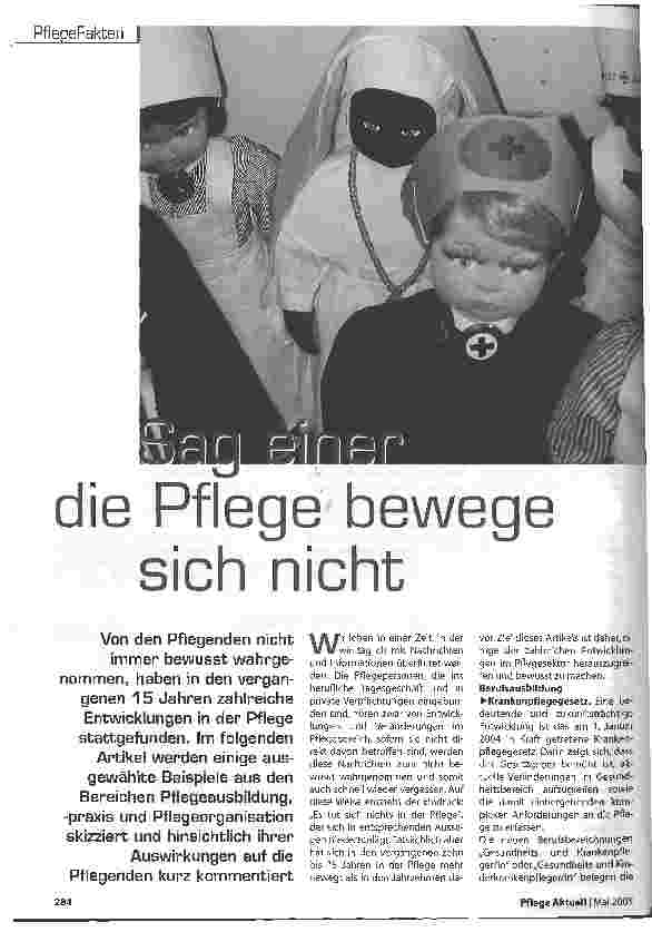Vorschauseite 1: Sag einer die Pflege bewege sich nicht