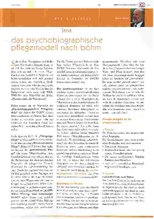 Vorschauseite 1: das psychobiographische pflegemodell nach böhm