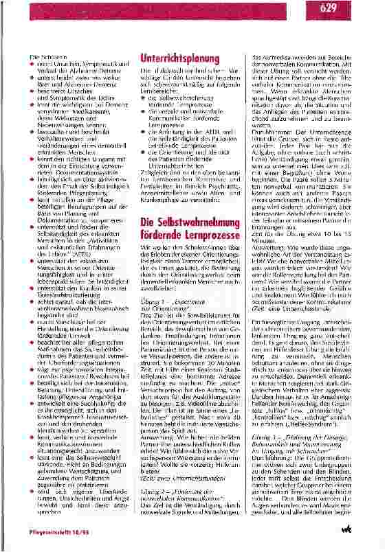 Vorschauseite 3: Das Ziel ist die Selbsttätigkeit Das Thema Demenz im Unterricht