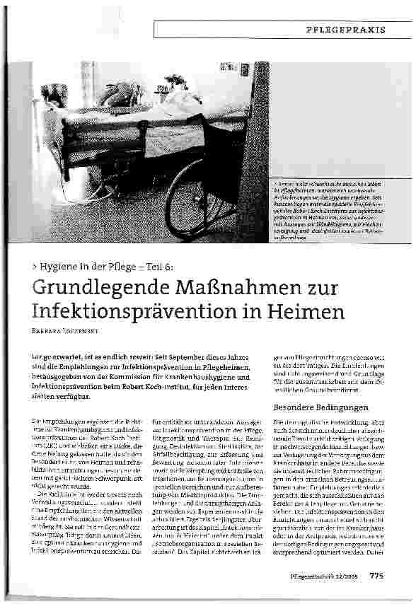 Vorschauseite 1: Grundlegende Maßnahmen zur Infektionsprävention in Heimen