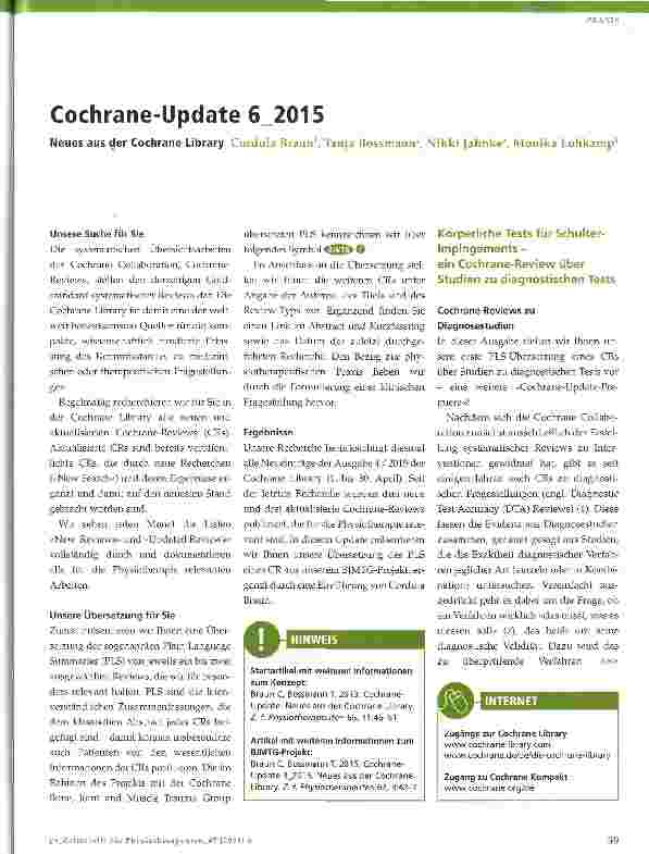 Vorschauseite 1: Cochrane-Update 6_2015