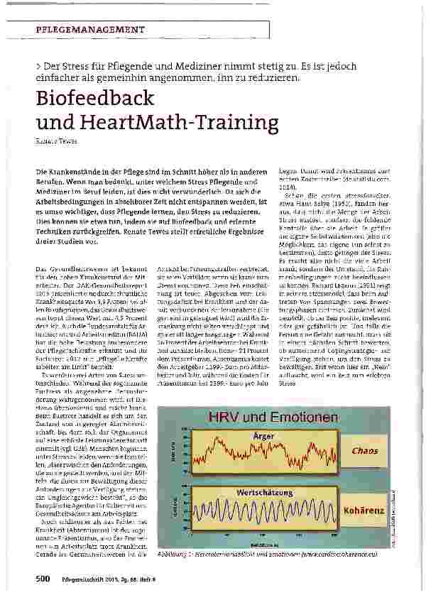Vorschauseite 1: Biofeedback und HeartMath-Training