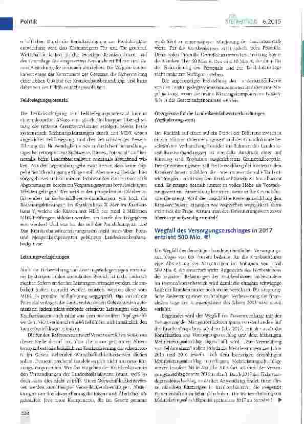 Vorschauseite 4: Krankenhaus-Strukturgesetz: Eine Lösung der zentralen Finanzierungs-probleme ist nicht in Sicht