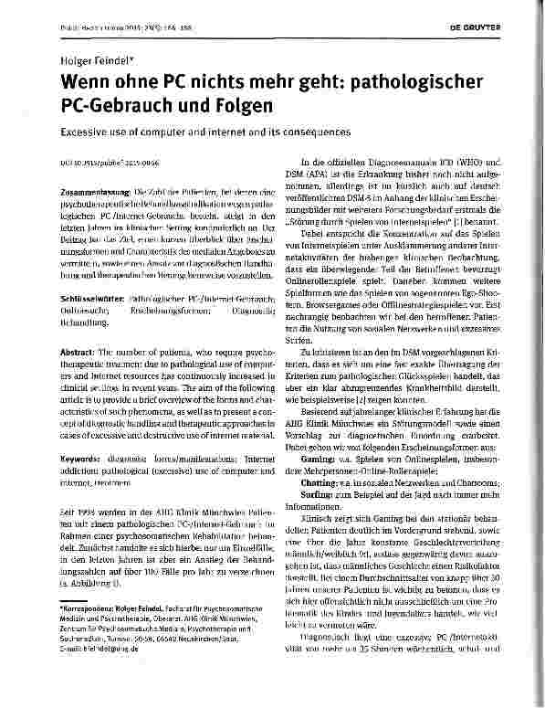 Vorschauseite 1: Wenn ohne PC nichts mehr geht: pathologischer PC-Gebrauch und Folgen