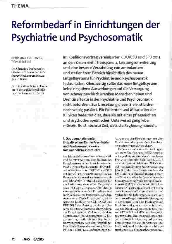 Vorschauseite 1: Reformbedarf in Einrichtungen der Psychiatrie und Psychosomatik