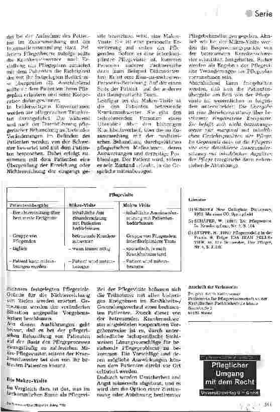 Vorschauseite 2: Theorie und Praxis der Pflegevisite 7. Folge: Patientenübergabe versus Plfegevisite