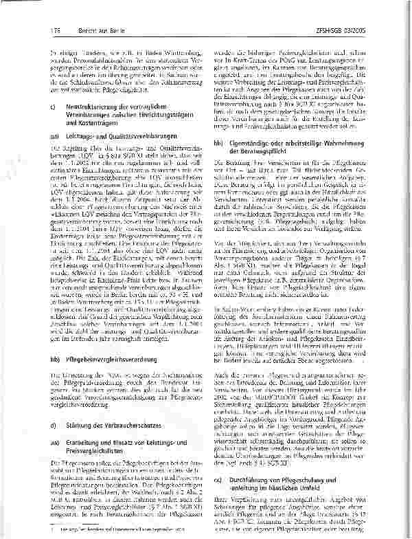 Vorschauseite 3: Bericht aus BerlinDritter Bericht über die Entwicklung der Pflegeversicherung(Fortsetzung aus ZFSH/SGB Heft 2/2005)