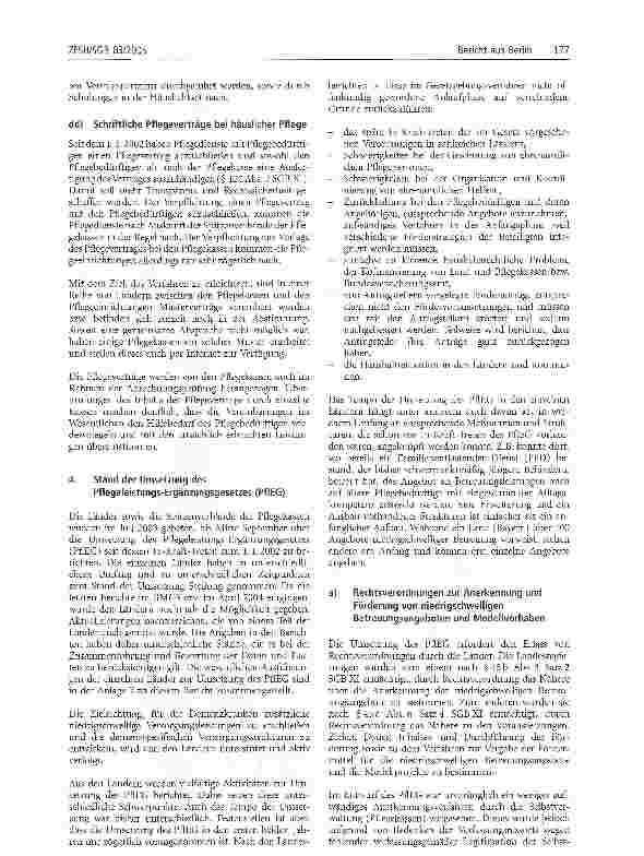 Vorschauseite 4: Bericht aus BerlinDritter Bericht über die Entwicklung der Pflegeversicherung(Fortsetzung aus ZFSH/SGB Heft 2/2005)