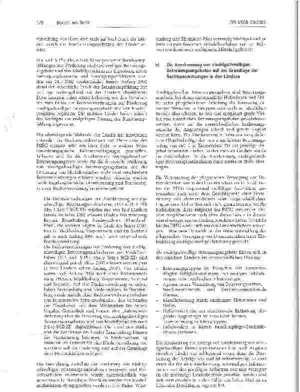 Vorschauseite 5: Bericht aus BerlinDritter Bericht über die Entwicklung der Pflegeversicherung(Fortsetzung aus ZFSH/SGB Heft 2/2005)