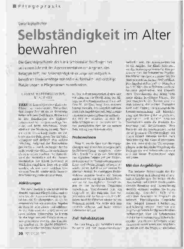 Vorschauseite 1: GerontopsychiatrieSelbständigkeit im Alter bewahren