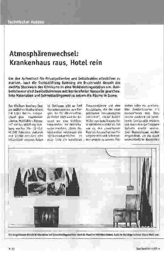 Vorschauseite 1: Atmosphärenwechsel: Krankenhaus raus, Hotel rein