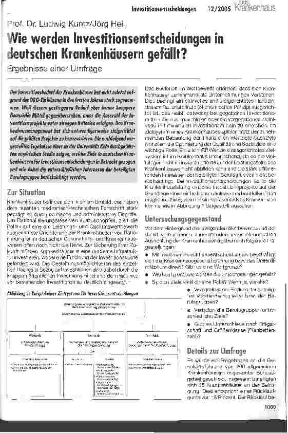 Vorschauseite 1: Wie werden Investitionsentscheidungen in deutschen Krankenhäusern gefällt?