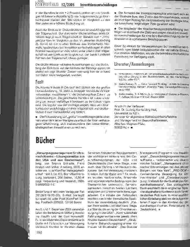 Vorschauseite 4: Wie werden Investitionsentscheidungen in deutschen Krankenhäusern gefällt?