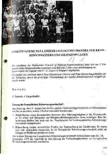 Vorschauseite 1: Arbeitstagung des Länderrates des Weltbundes der Krankenschwestern und Krankenpfleger