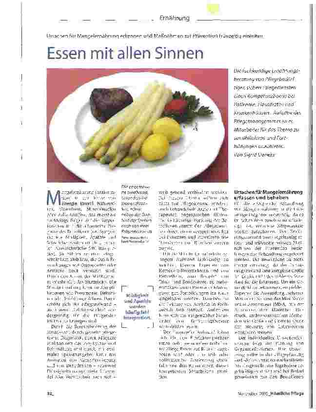 Vorschauseite 1: Essen mit allen SinnenUrsachen für Mangelernährung erkennen und Maßnahmen zur Prävention frühzeitig einleiten