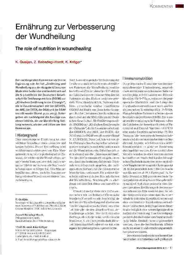 Vorschauseite 1: Ernährung zur Verbesserung der Wundheilung