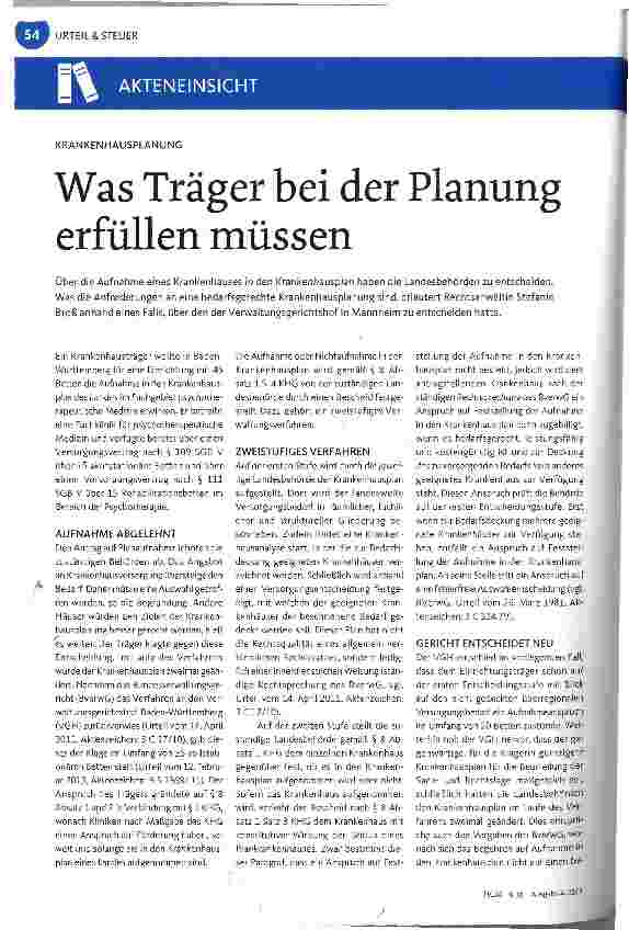 Vorschauseite 1: Was Träger bei der Planung erfüllen müssen