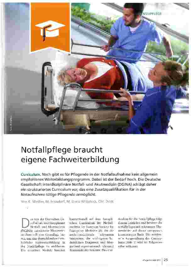 Vorschauseite 1: Notfallpflege braucht eigene Fachweiterbildung