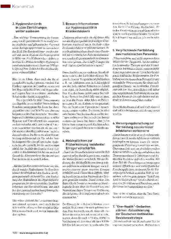 Vorschauseite 2: Der 10-Punkte-Plan zur Bekämpfung resistenter Erreger - Ein Kommentar aus der Praxis