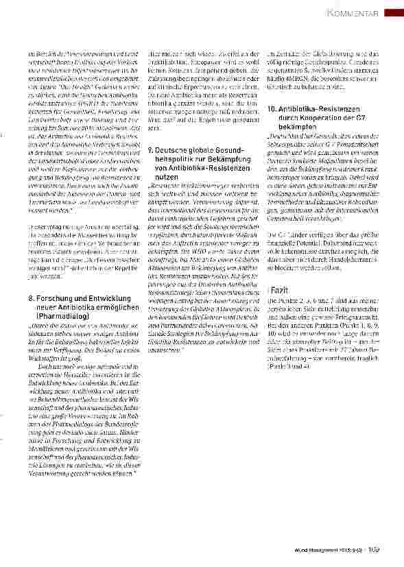 Vorschauseite 3: Der 10-Punkte-Plan zur Bekämpfung resistenter Erreger - Ein Kommentar aus der Praxis
