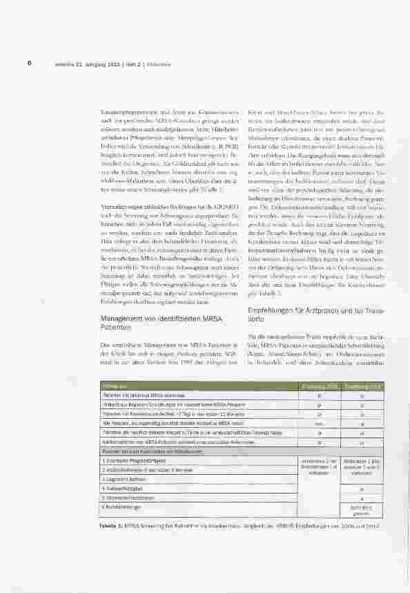 Vorschauseite 2: MRSA: Neue KRINKO-Richtlinie erweitert den Blickwinkel