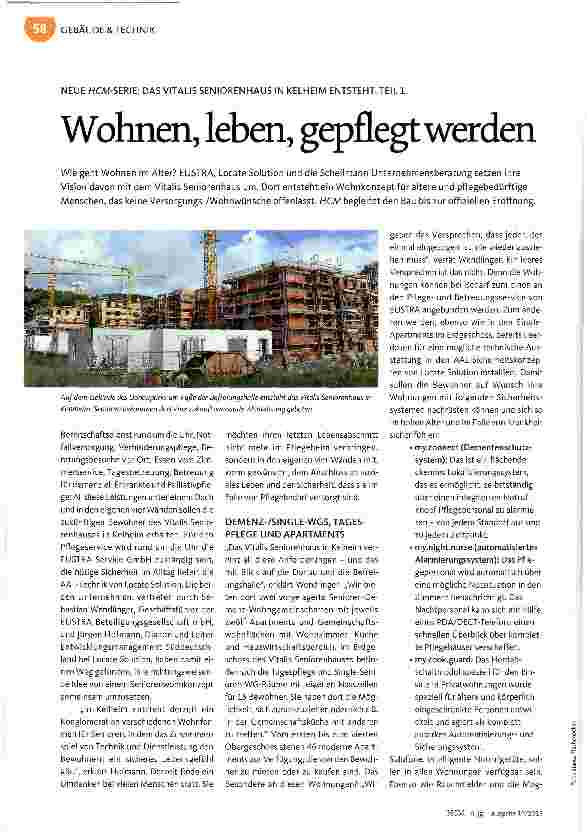 Vorschauseite 1: NEUE HOW-SERIE: DAS VITALIS SENIORENHAUS IN KELHEIM ENTSTEHT, TEIL 1Wohnen, leben, gepflegt werden