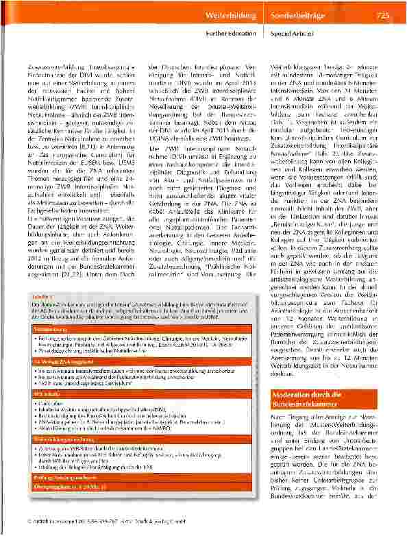 Vorschauseite 2: Zusatzweiterbildung Interdisziplinäre Notaufnahme - Aktueller Stand
