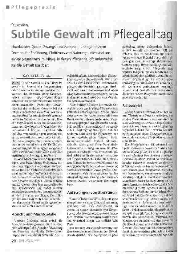 Vorschauseite 1: Subtile Gewalt im Pflegealltag