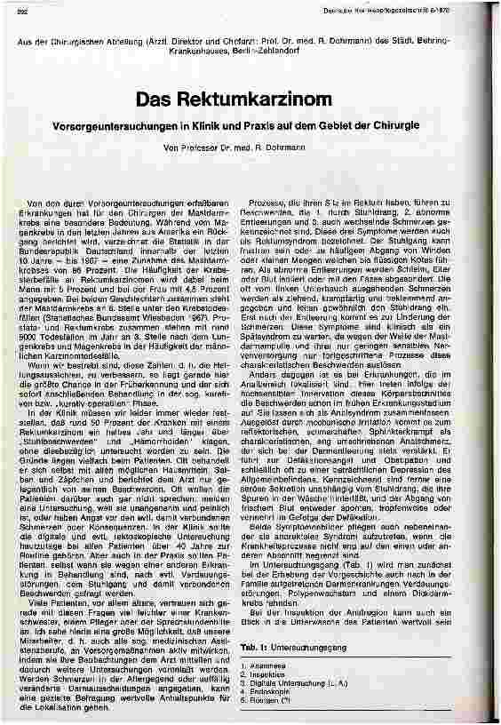 Vorschauseite 1: Das Rektumkarzinom Vorsorgeuntersuchungen in Klinik und Praxis auf dem Gebiet Chirurgie