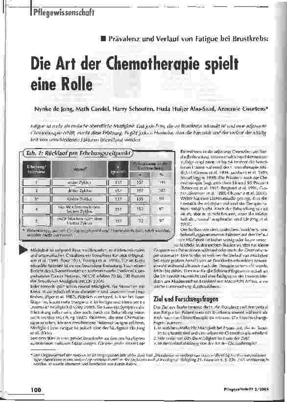 Vorschauseite 1: Die Art der Chemotherapie spielt eine Rolle
