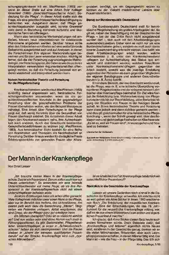 Vorschauseite 1: Der Mann in der Krankenpflege